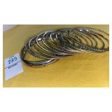 Set of 11 silvertone bangle bracelets