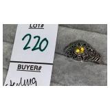 Sterling citrine filigree ring