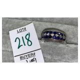 Sterling sapphire & diamond band ring
