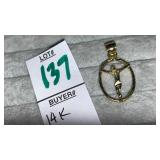 10k Christ in circle crucifix pendant