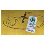 Sterling & diamond cross necklace
