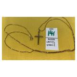 Sterling vermeil cross chain necklace