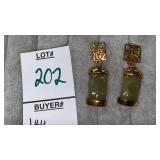 14k green jade square drop earrings