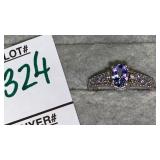 Sterling purple & white CZ ring