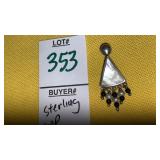 Sterling silver mother of pearl triangle pendant