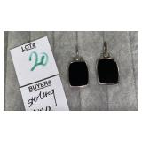 Sterling onyx pierced earrings