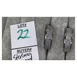 Sterling diamond glitter pierced hoop earrings