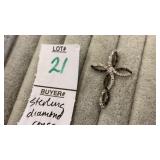 Sterling black & white diamond cross pendant