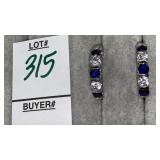 Sterling blue & white CZ hoop earrings