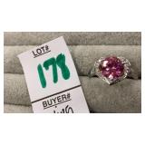 Sterling pink ice heart ring