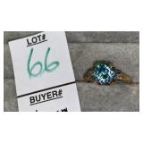 14k blue zircon & diamond ring