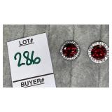 Sterling garnet & diamond earrings