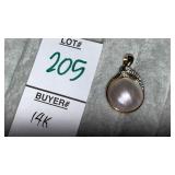 14k mabe pearl diamond pendant