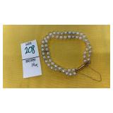 14k double row genuine pearl & bar bracelet