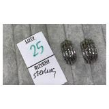 Sterling diamond-cut pierced hoop earrings