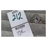 10k aquamarine & diamond ring