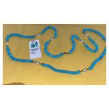 14 k turquoise pearl & gold bead necklace