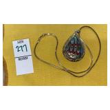 Sterling Art glass drop pendant
