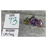 Sterling pink purple yellow CZ ring