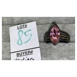 Sterling pink ice marquis shape ring
