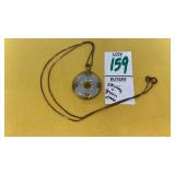 Sterling & green jade round pendant necklace
