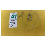 Sterling diamond dangle heart necklace