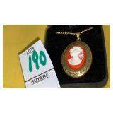 Gold filled cameo locket necklace