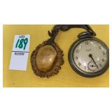 Vintage elk horn watch fob w/ Westclox Scotty