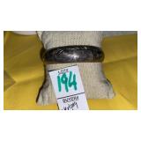 Sterling hinged bangle bracelet w/safety chain