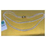 Double strand genuine pearl necklace