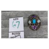 Sterling pearl turquoise amethyst ring
