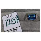14k blue topaz & diamond ring