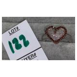 Sterling chocolate & white diamond heart ring