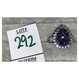 Sterling blue druzy quartz ring (CZ)