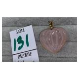 14k rose quartz heart pendant