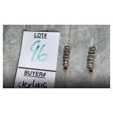 Sterling diamond half hoop pierced earrings