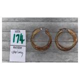 Sterling tri-color hoop earrings