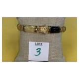 Sterling silver multi- color jade bracelet