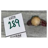 Sterling ruby & chalcedony stone ring