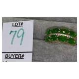 Sterling Stauer green stone & CZ ring