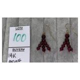 14k garnet ball pierced earrings