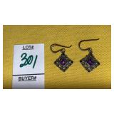 Sterling amethyst & marcasite earrings