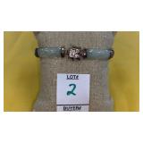 Sterling & light green jade bracelet