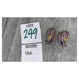 14k genuine multi sapphire earrings