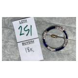 18k Diamond & Sapphire Circle Pin