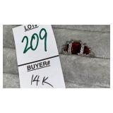 14k garnet & diamond ring