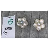 14k Mother-of-pearl Flower Pierced Earrings