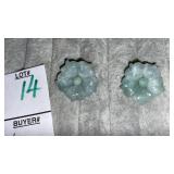 14k Green Jade Flower Pierced Earrings