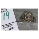 Sterling diamond cluster ring square