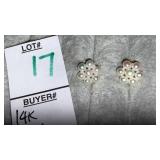 14k Pearl Cluster Pierced Earrings
